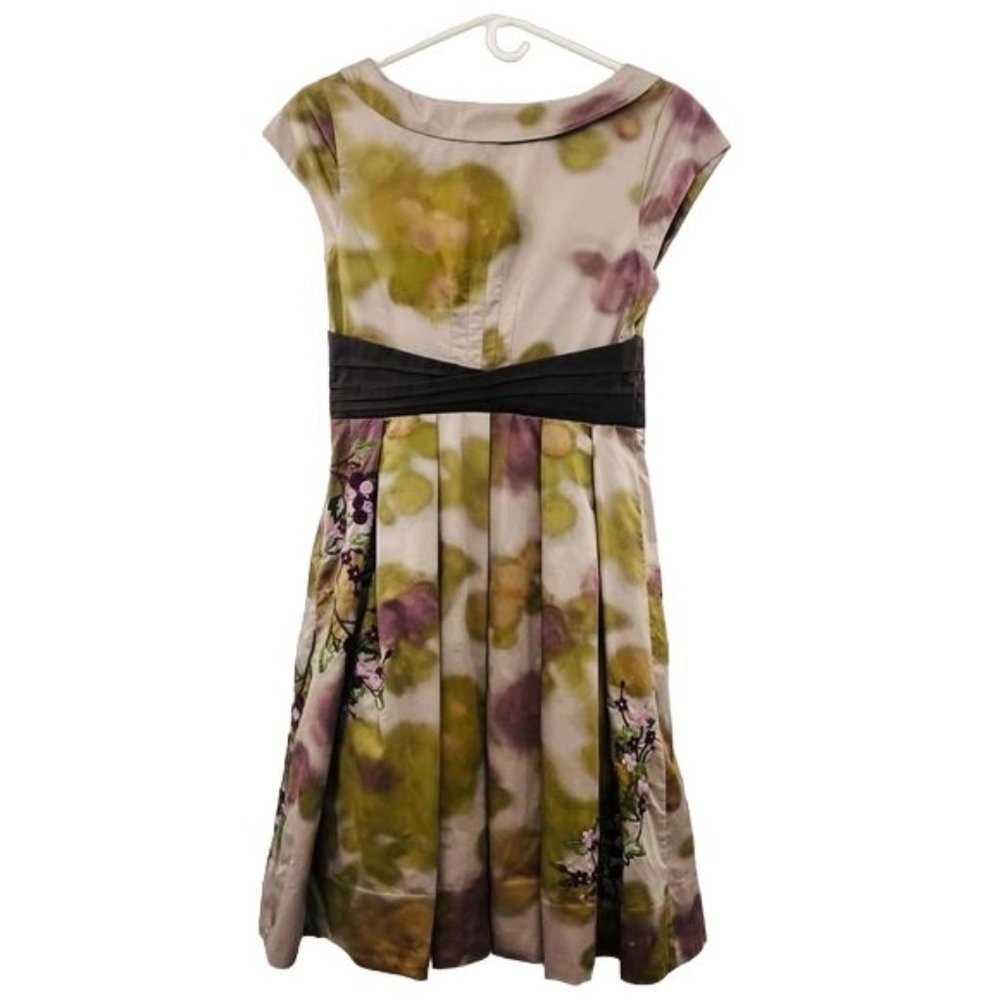 Anthropologie Floreat Travessia Dress Womens 4 Used Tulle Skirt Purple Green - Picture 2 of 15